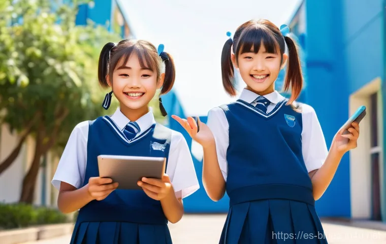 블루아카이브 버그 및 해결 방법 - **A group of three adorable Blue Archive students from Kivotos, wearing their distinctive, fully cov...