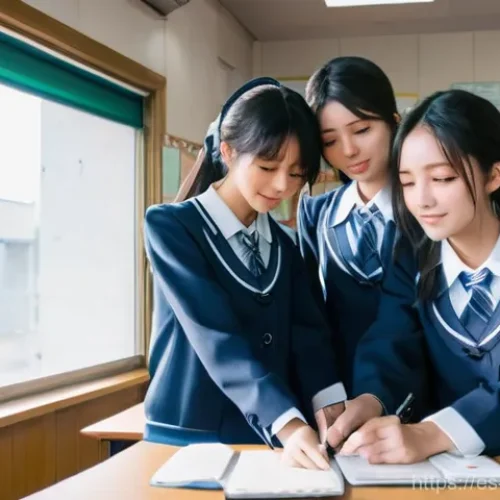 Home 2 블루아카이브 스토리 요약 - **Prompt:** A heartwarming scene featuring five teenage girls from Abydos High School: Hoshino, Shir...