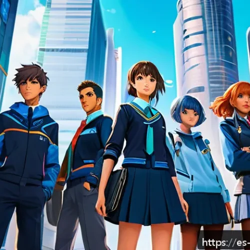블루아카이브 매뉴얼 업데이트 - A dynamic tactical RPG team formation scene showcasing diverse anime-style characters in stylish sch...