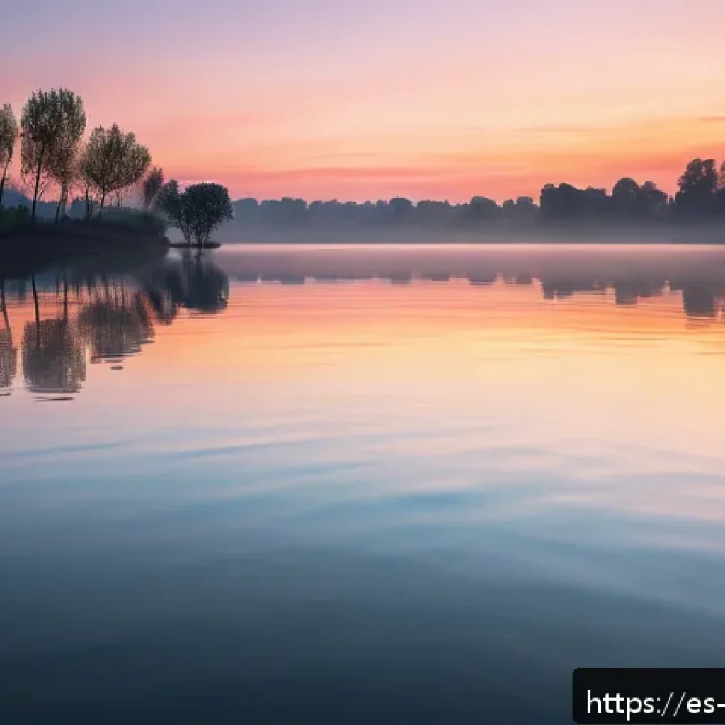 블루아카이브 백그라운드 설정 - A serene pastel-toned background featuring a soft sunset over a calm lake with gentle ripples, subtl...