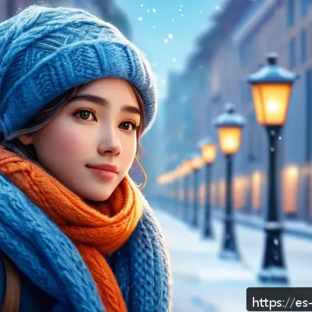 블루아카이브 팬아트 갤러리 - A vibrant digital illustration of a Blue Archive character dressed in a stylish winter outfit featur...