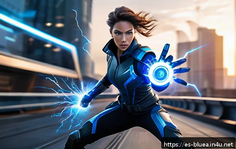 블루아카이브 DPS 순위 - A dynamic battle scene featuring a sleek female DPS character named Aris, dressed in a stylish, futu...
